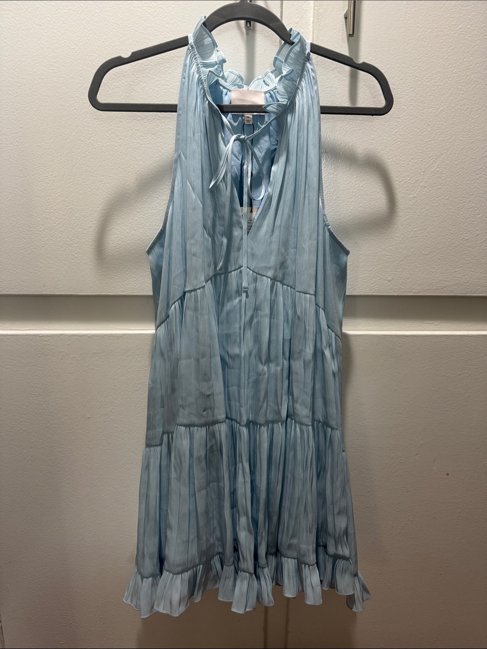 BNWT cinq a sept Light Blue Ruffled Halter Dress